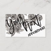 Modern Black White Floral Waterverf Pattern Afsprakenkaartje (Voorkant)