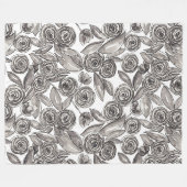 Modern Black White Floral Waterverf Pattern Fleece Deken (Voorkant (Horizontaal))
