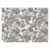 Modern Black White Floral Waterverf Pattern Tafelkleed (Voorkant (Horizontaal))