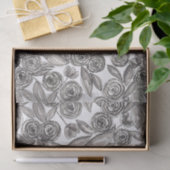 Modern Black White Floral Waterverf Pattern Tissuepapier (Geschenk)