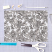 Modern Black White Floral Waterverf Pattern Tissuepapier (Craft)
