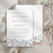 Modern Black & White Floral Wedding Invitation Kaart