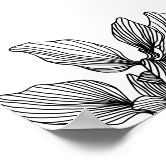 Modern Black & White Foliage Welcome Weddenschap Poster (Hoek)