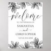 Modern Black & White Foliage Welcome Weddenschap Poster (Voorkant)