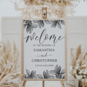 Modern Black & White Foliage Welcome Weddenschap Poster