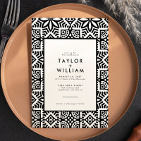 Modern Black White Folk Floral Wedding