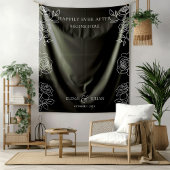 Modern Black & White French Roses Wedding Tapestry Wandkleed
