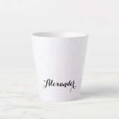 Modern Black White Gecontroleerd Elegant Typografi Latte Mok (Voorkant)