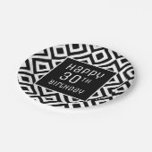 Modern Black White Geometric 30th Birthday Party Papieren Bordje (Gekanteld)