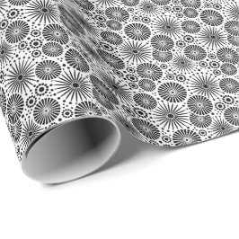 Modern Black White Geometric Flowers Starburst  Cadeaupapier