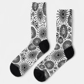Modern Black White Geometric Flowers Starburst  Sokken (Links)