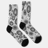 Modern Black White Geometric Flowers Starburst  Sokken (Rechts)