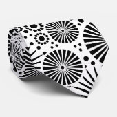 Modern Black White Geometric Flowers Starburst Stropdas (Opgerold)