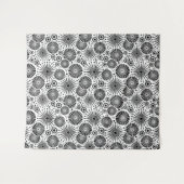 Modern Black White Geometric Flowers Starburst  Wandkleed (Voorkant (horizontaal))