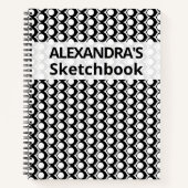 Modern Black White Geometric Sketchbook Notitieboek (Voorkant)