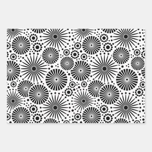 Modern Black White Geometric Starburst Harlequin Inpakpapier Vel (Voorkant)