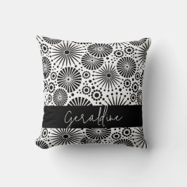 Modern black white geometric starburst Name  Kussen