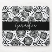 Modern black white geometric starburst Name Muismat (Voorkant)