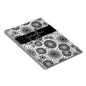 Modern black white geometric starburst Name Notitieboek (Rechterzijde)
