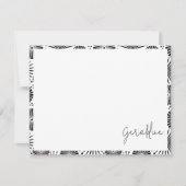 Modern black white geometric starburst Name  Notitiekaartje (Voorkant)