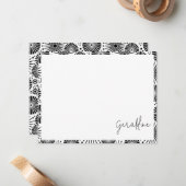 Modern black white geometric starburst Name  Notitiekaartje (Voorkant / Achterkant in situ)