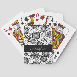 Modern black white geometric starburst Name  Pokerkaarten