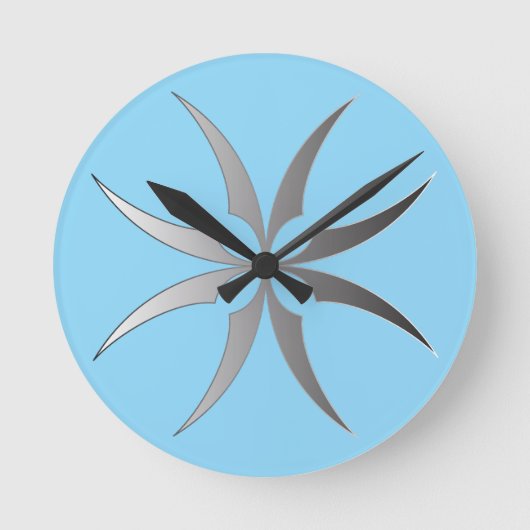 Modern Black & White Geometric Tech Wall Clock Ronde Klok (Voorkant)