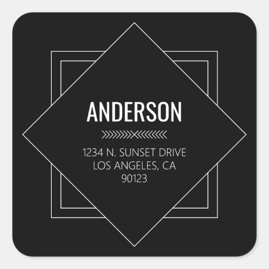 Modern Black & White Geometric Vierkante Sticker (Voorkant)