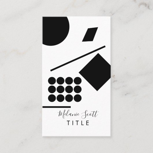Modern Black White Geometrical Shapes Lines Visitekaartje (Voorkant)