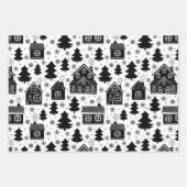 Modern Black White Gingerbrood house kerst Inpakpapier Vel (Voorkant)