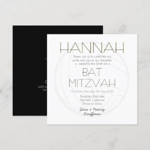 Modern Black White Gold BAT MITZVAH Volleyball Kaart