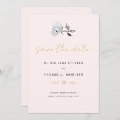 Modern Black White Gold Blush Hand-Drawn Wedding Save The Date (Voorkant / Achterkant)