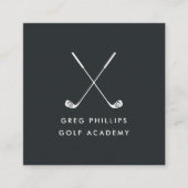 Modern Black & White Golf Pro of Instructor Vierkante Visitekaartje (Voorkant)