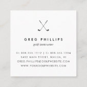 Modern Black & White Golf Pro of Instructor Vierkante Visitekaartje (Achterkant)