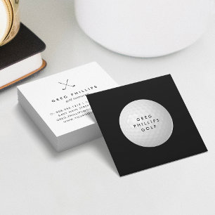 Modern Black & White Golf Pro of Instructor Vierkante Visitekaartje