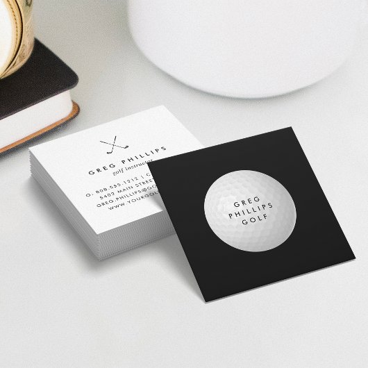 Modern Black & White Golf Pro of Instructor Vierkante Visitekaartje
