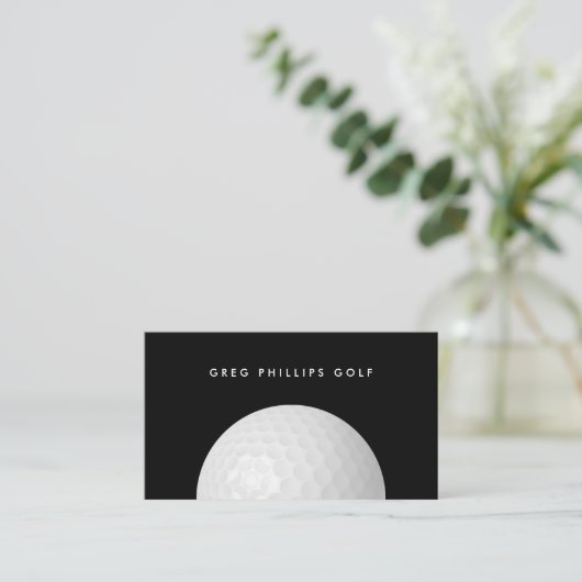 Modern Black & White Golf Pro of Instructor Visitekaartje (Staand voorkant)