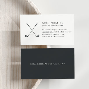 Modern Black & White Golf Pro of Instructor Visitekaartje