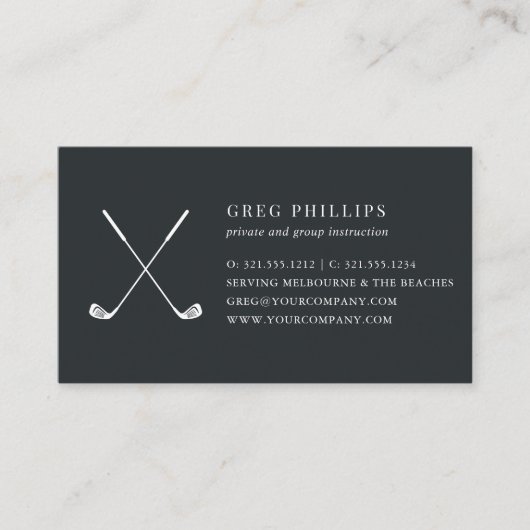 Modern Black & White Golf Pro of Instructor Visitekaartje (Voorkant)