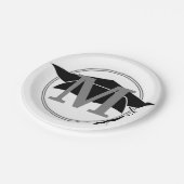 Modern Black White Graduation Cap Monogram Initiaa Papieren Bordje (Gekanteld)