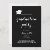 Modern Black White Graduation Party Invitation Kaart (Voorkant)