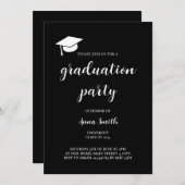 Modern Black White Graduation Party Invitation Kaart (Voorkant / Achterkant)