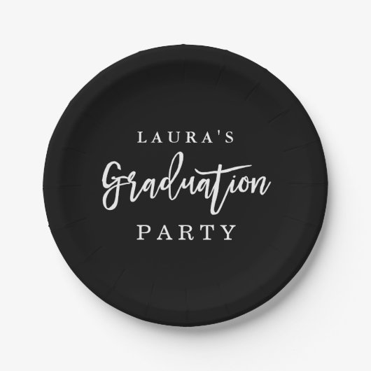 Modern Black White Graduation Party Paper Bord (Voorkant)