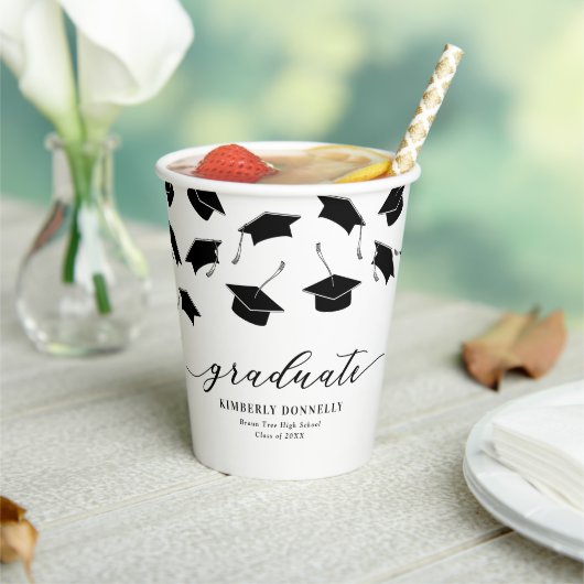 Modern Black White Graduation Party Papieren Bekers (Insitu)
