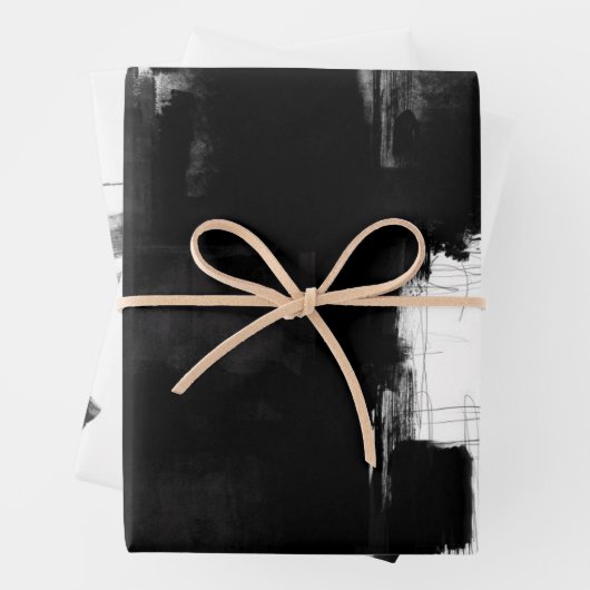 Modern Black White Grey Rustic Abstract s3 Inpakpapier Vel (In situ)