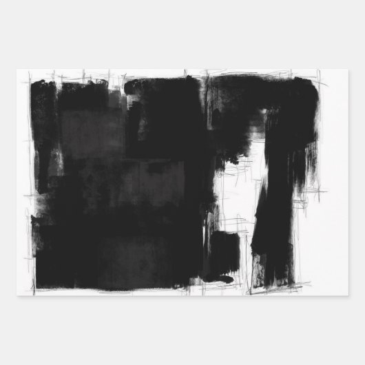 Modern Black White Grey Rustic Abstract s3 Inpakpapier Vel (Voorkant)