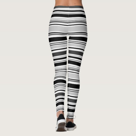 Modern Black White Grey Stripes Pattern Leggings (Achterkant)