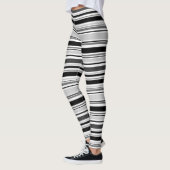 Modern Black White Grey Stripes Pattern Leggings (Links)