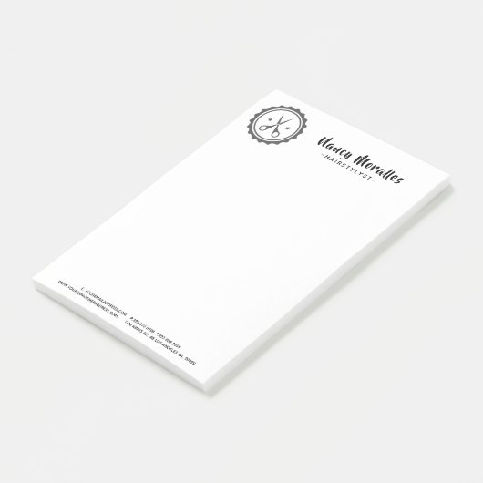 Modern Black & White Haarstylist Scissors Logo Post-it® Notes (Schuin)