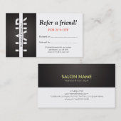 Modern Black White Hair Makeup Verwijs een Vriend  Aanbevelingskaartje (Voorkant / Achterkant)